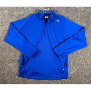 Adidas Men Royal Blue 1/4 Zip‎ Pullover Long Sleeve Athletic Shirt Size Large